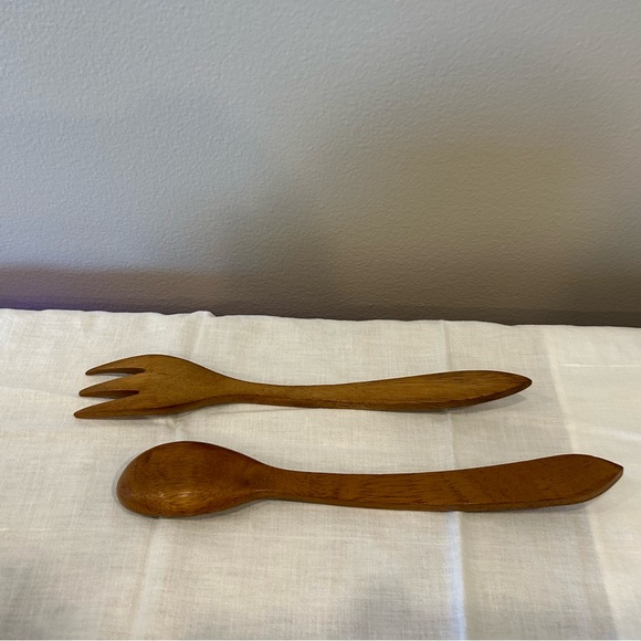 Mid Century Winsome Fine TeakWood Serving & Salad Bowls PLUS Servers 7 Pc Set - Picture 8 of 9